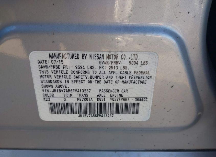 Photo 9 of 2015 Infiniti Q50 PREMIUM (VIN JN1BV7AR6FM413237)