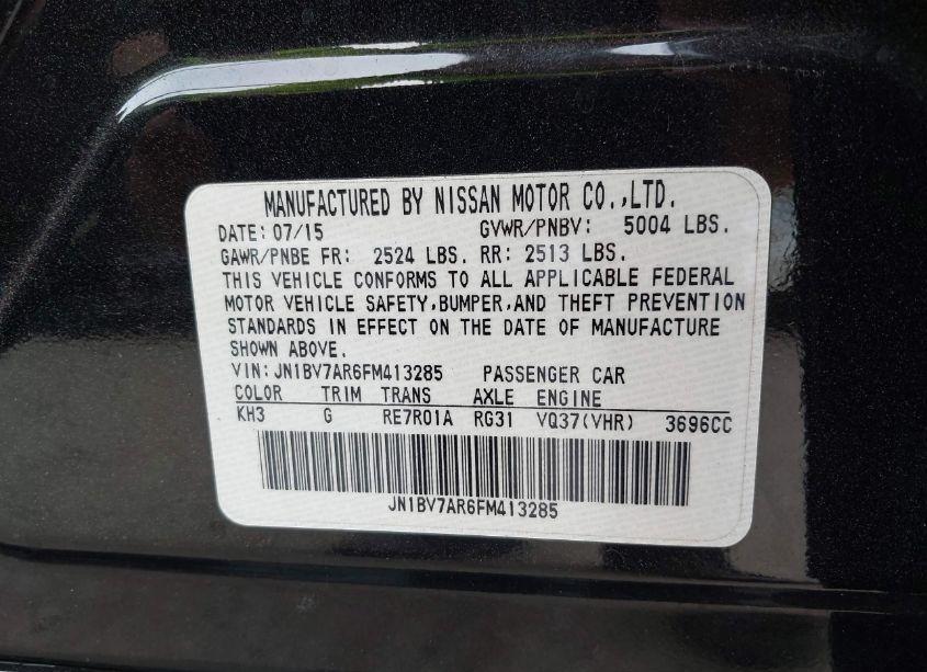 Photo 9 of 2015 Infiniti Q50 PREMIUM (VIN JN1BV7AR6FM413285)