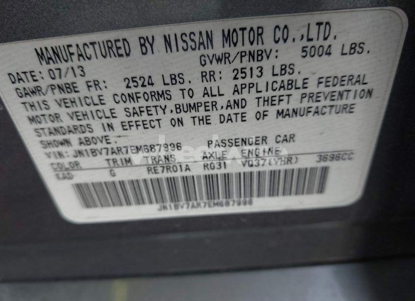 Photo 9 of 2014 Infiniti Q50 PREMIUM (VIN JN1BV7AR7EM687996)