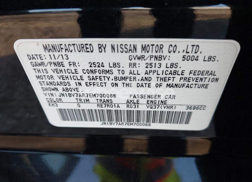 Photo 9 of 2014 Infiniti Q50 PREMIUM (VIN JN1BV7AR7EM700066)