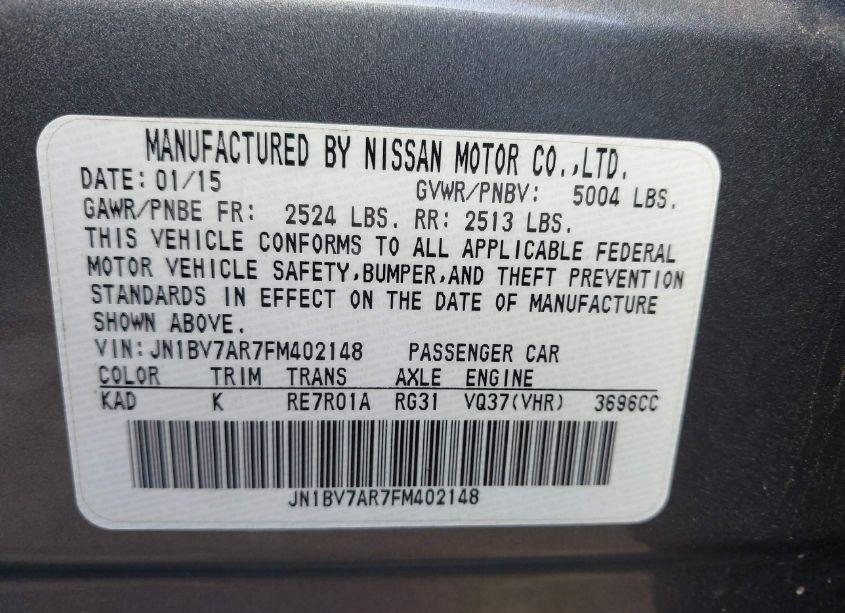 Photo 9 of 2015 Infiniti Q50 PREMIUM (VIN JN1BV7AR7FM402148)