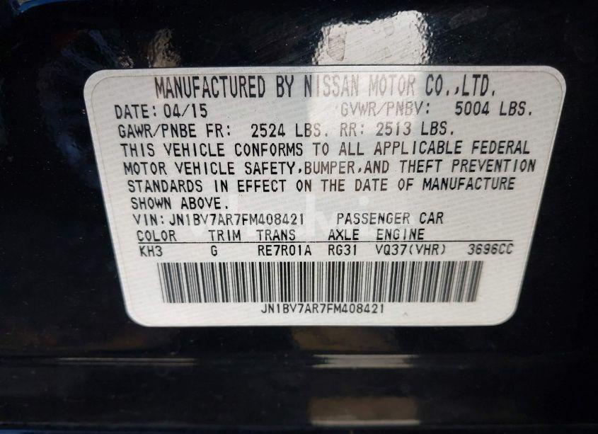 Photo 9 of 2015 Infiniti Q50 PREMIUM/SPORT (VIN JN1BV7AR7FM408421)