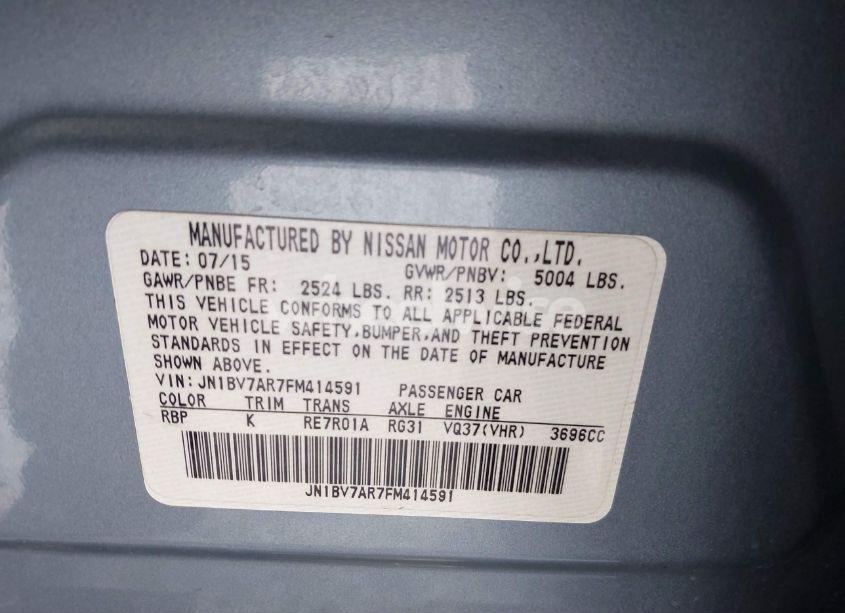 Photo 9 of 2015 Infiniti Q50 PREMIUM (VIN JN1BV7AR7FM414591)