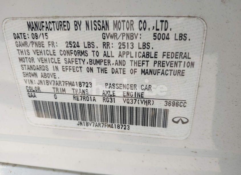 Photo 9 of 2015 Infiniti Q50 (VIN JN1BV7AR7FM418723)