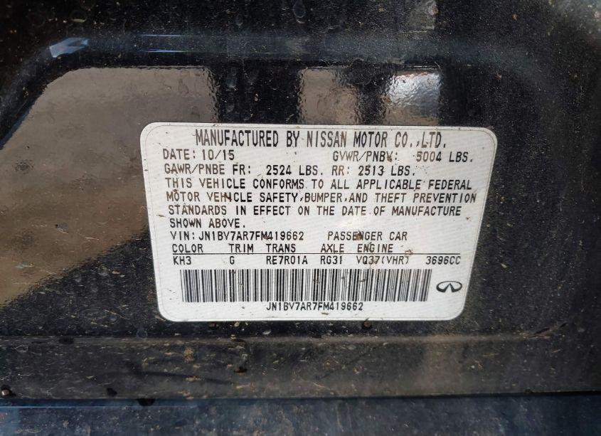 Photo 9 of 2015 Infiniti Q50 PREMIUM (VIN JN1BV7AR7FM419662)