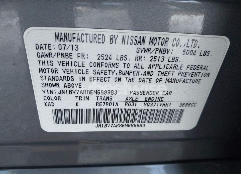 Photo 9 of 2014 Infiniti Q50 PREMIUM (VIN JN1BV7AR8EM689983)