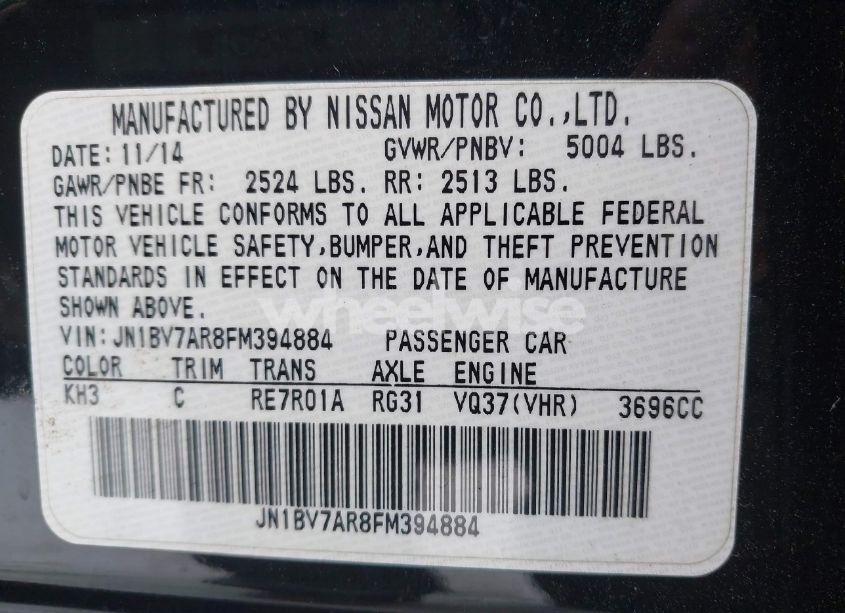 Photo 9 of 2015 Infiniti Q50 PREMIUM (VIN JN1BV7AR8FM394884)