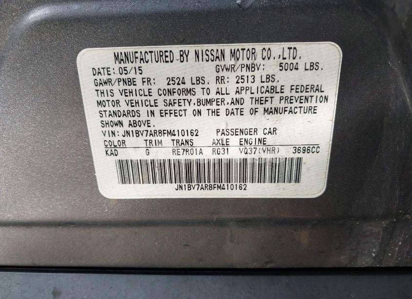 Photo 9 of 2015 Infiniti Q50 PREMIUM (VIN JN1BV7AR8FM410162)