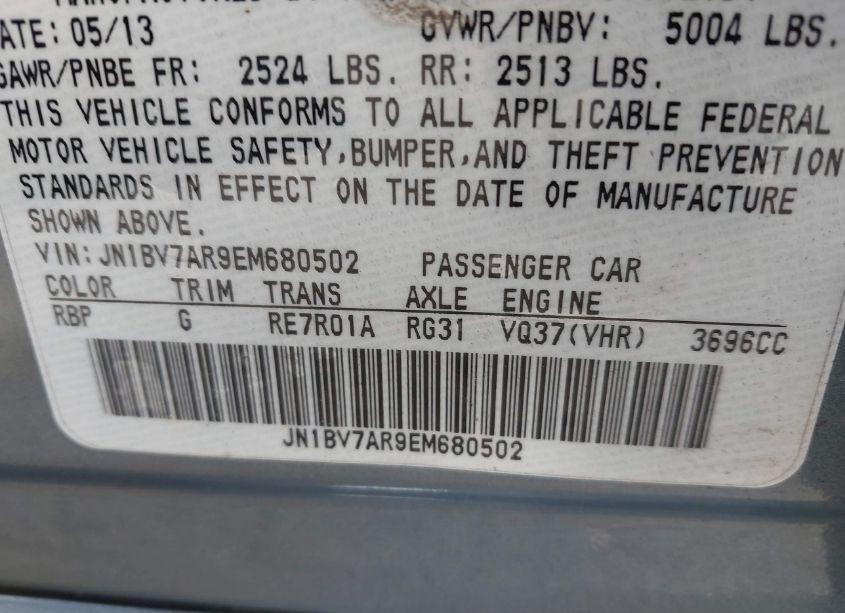 Photo 9 of 2014 Infiniti Q50 PREMIUM (VIN JN1BV7AR9EM680502)