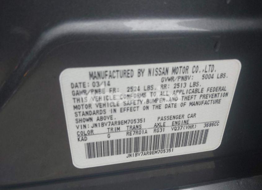 Photo 9 of 2014 Infiniti Q50 PREMIUM (VIN JN1BV7AR9EM705351)