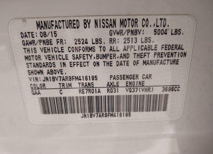 Photo 9 of 2015 Infiniti Q50 PREMIUM (VIN JN1BV7AR9FM416195)