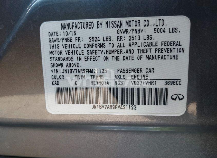 Photo 9 of 2015 Infiniti Q50 PREMIUM (VIN JN1BV7AR9FM421123)