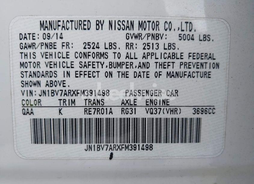 Photo 9 of 2015 Infiniti Q50 PREMIUM (VIN JN1BV7ARXFM391498)