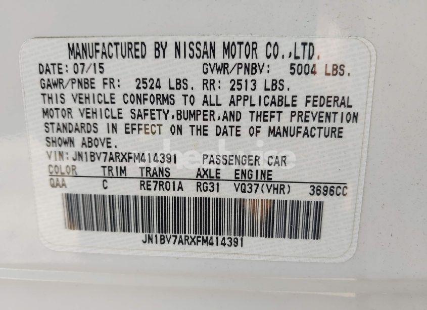 Photo 9 of 2015 Infiniti Q50 PREMIUM (VIN JN1BV7ARXFM414391)