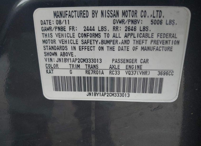 Photo 9 of 2012 Infiniti M37 N/A (VIN JN1BY1AP2CM333013)