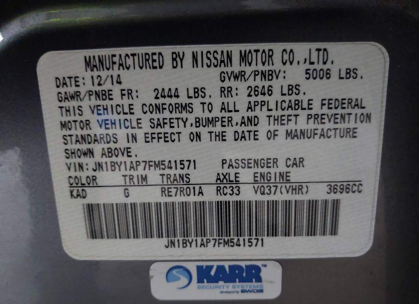 Photo 9 of 2015 Infiniti Q70 3.7 (VIN JN1BY1AP7FM541571)