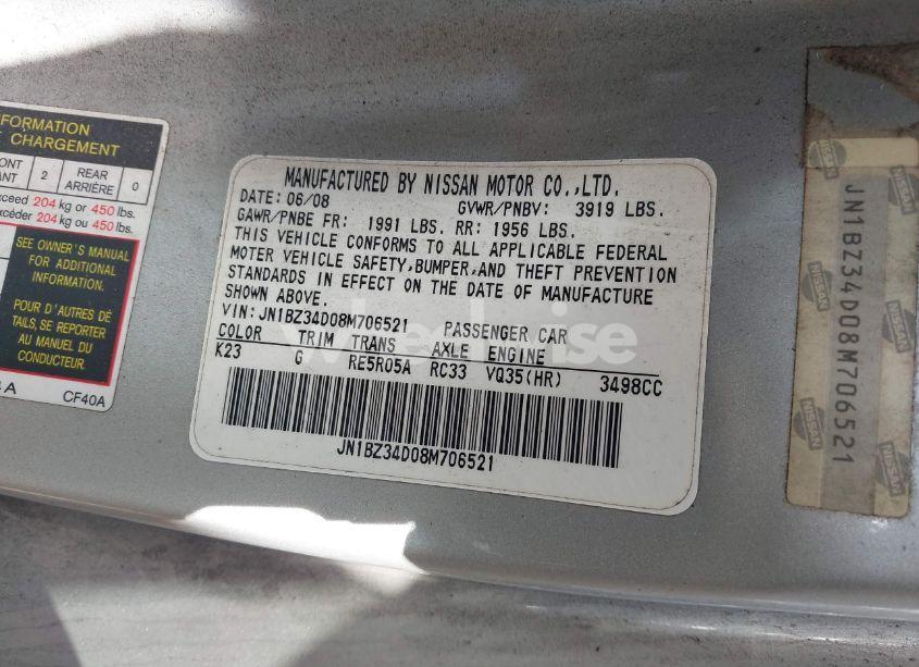 Photo 9 of 2008 Nissan 350z TOURING (VIN JN1BZ34D08M706521)