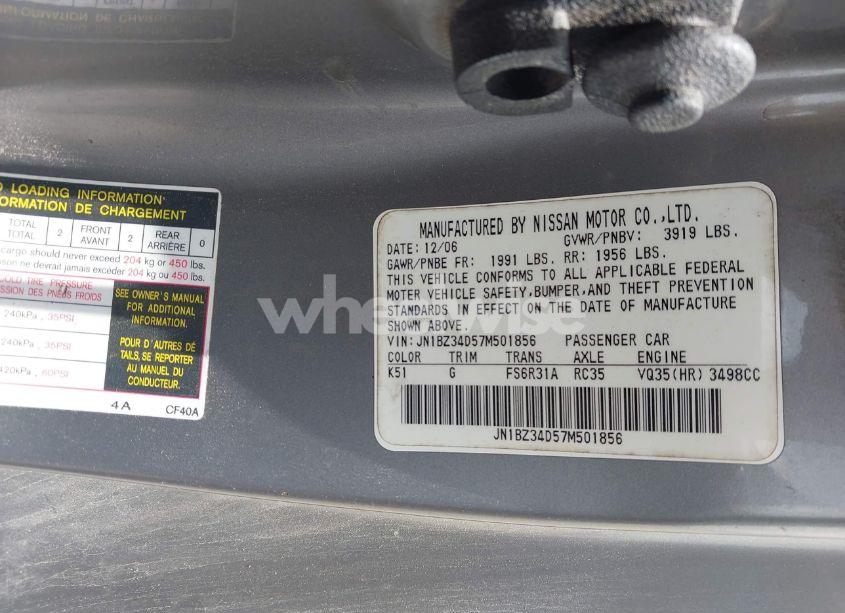 Photo 9 of 2007 Nissan 350z (VIN JN1BZ34D57M501856)