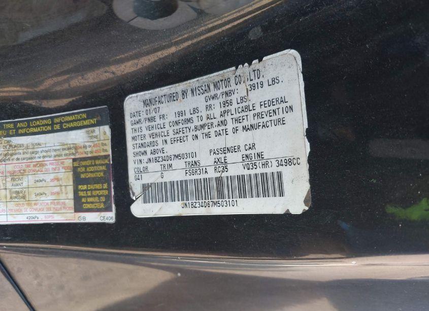 Photo 9 of 2007 Nissan 350z (VIN JN1BZ34D67M503101)