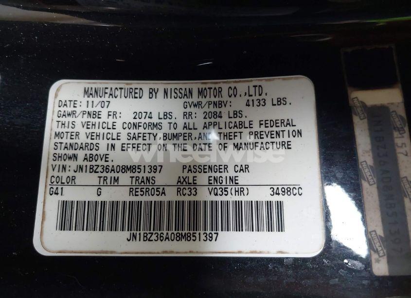 Photo 9 of 2008 Nissan 350z (VIN JN1BZ36A08M851397)