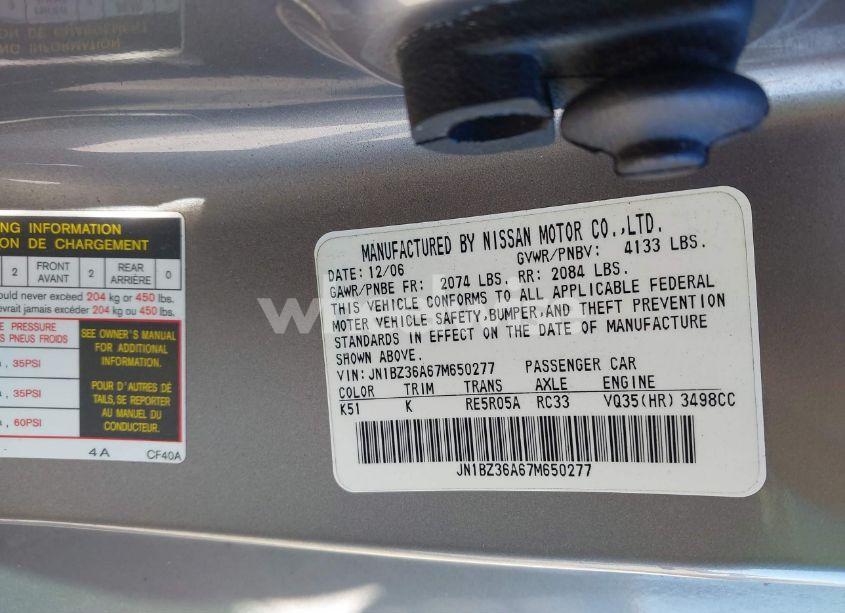 Photo 9 of 2007 Nissan 350z TOURING (VIN JN1BZ36A67M650277)