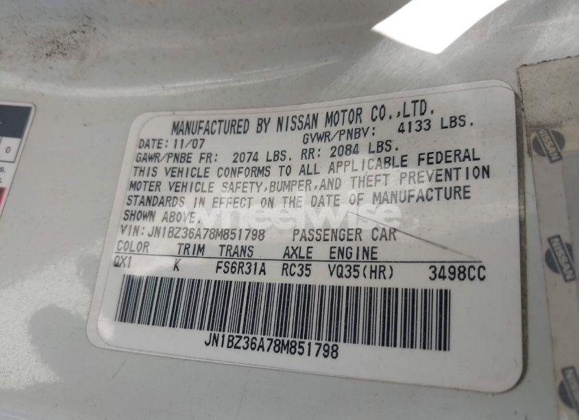 Photo 9 of 2008 Nissan 350z TOURING (VIN JN1BZ36A78M851798)