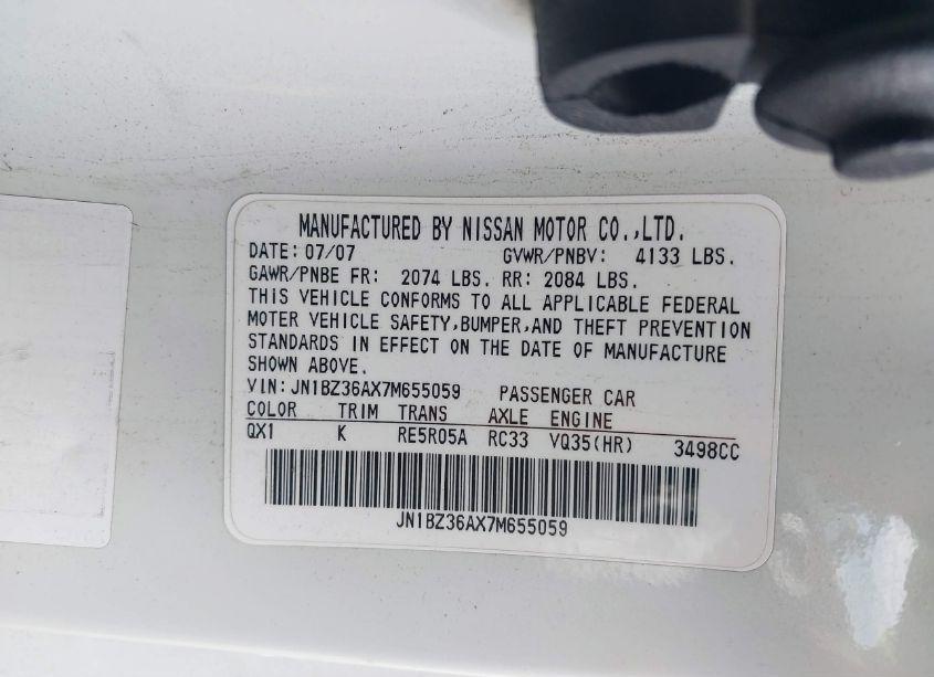 Photo 9 of 2007 Nissan 350z TOURING (VIN JN1BZ36AX7M655059)