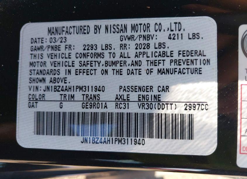 Photo 9 of 2023 Nissan Z SPORT AUTO (VIN JN1BZ4AH1PM311940)