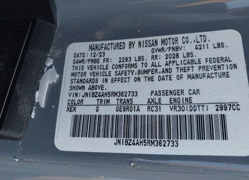 Photo 9 of 2024 Nissan Z SPORT AUTO (VIN JN1BZ4AH5RM362733)