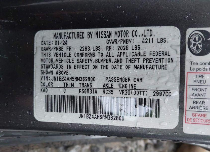 Photo 9 of 2024 Nissan Z SPORT MANUAL (VIN JN1BZ4AH5RM362800)