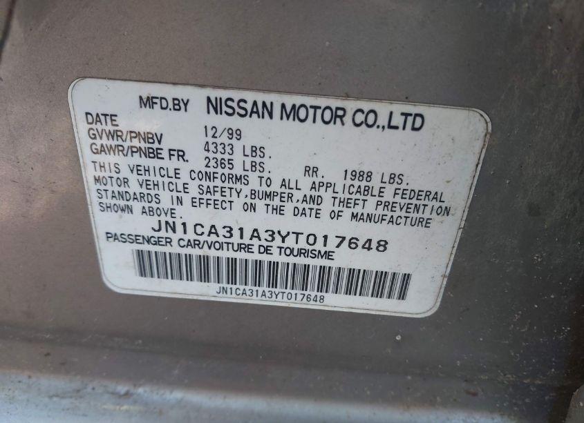 Photo 9 of 2000 Nissan Maxima GLE/GXE/SE (VIN JN1CA31A3YT017648)