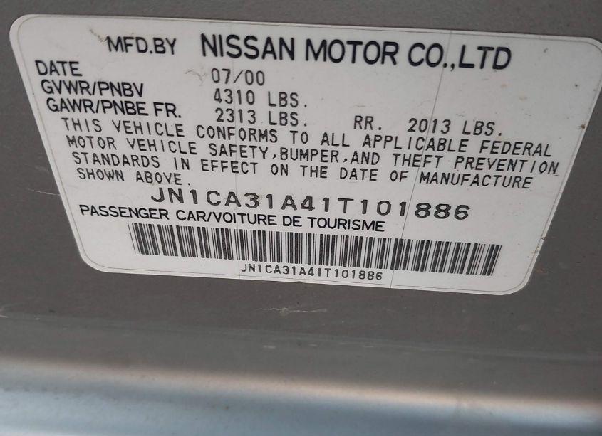 Photo 9 of 2001 Nissan Maxima GLE (VIN JN1CA31A41T101886)