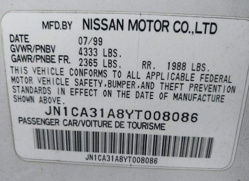 Photo 9 of 2000 Nissan Maxima GLE/GXE/SE (VIN JN1CA31A8YT008086)