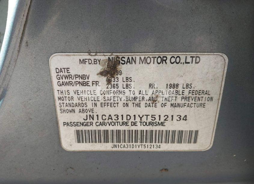 Photo 9 of 2000 Nissan Maxima GLE/GXE/SE (VIN JN1CA31D1YT512134)