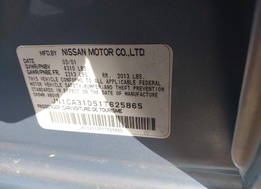 Photo 9 of 2001 Nissan Maxima GLE (VIN JN1CA31D51T625865)