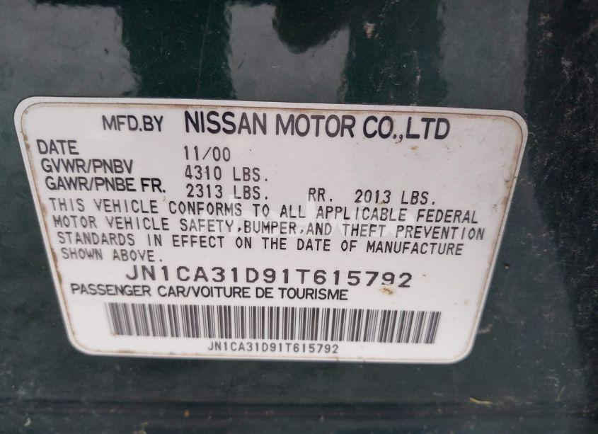 Photo 9 of 2001 Nissan Maxima SE (VIN JN1CA31D91T615792)