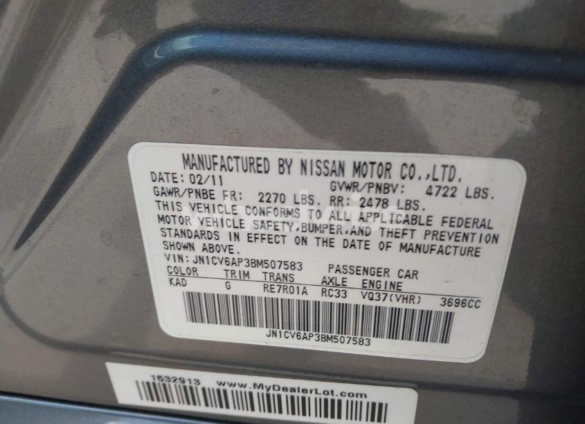 Photo 9 of 2011 Infiniti G37 JOURNEY (VIN JN1CV6AP3BM507583)