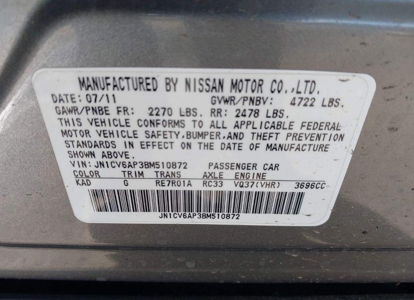 Photo 9 of 2011 Infiniti G37 JOURNEY (VIN JN1CV6AP3BM510872)