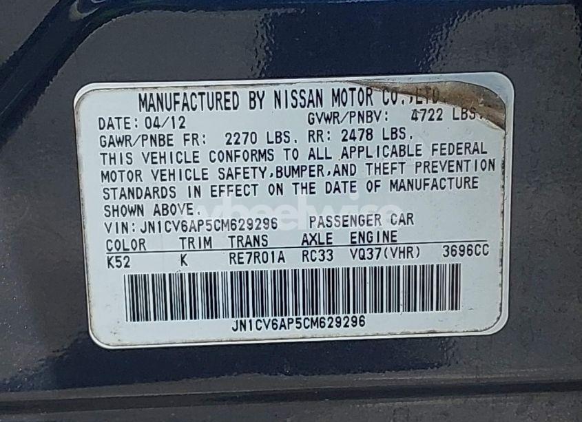 Photo 9 of 2012 Infiniti G37 JOURNEY (VIN JN1CV6AP5CM629296)