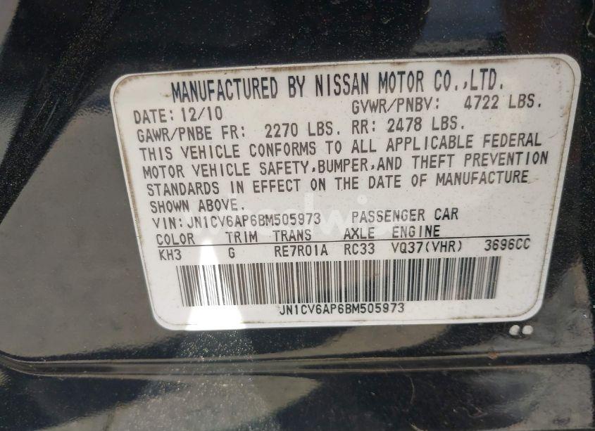 Photo 9 of 2011 Infiniti G37 JOURNEY (VIN JN1CV6AP6BM505973)