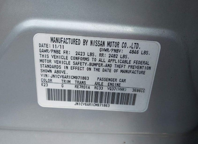 Photo 9 of 2012 Infiniti G37x (VIN JN1CV6AR1CM971863)