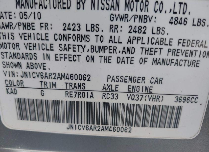 Photo 9 of 2010 Infiniti G37x (VIN JN1CV6AR2AM460062)