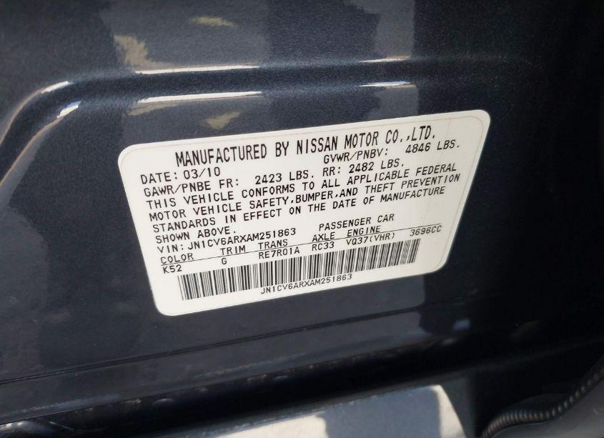 Photo 9 of 2010 Infiniti G37x (VIN JN1CV6ARXAM251863)