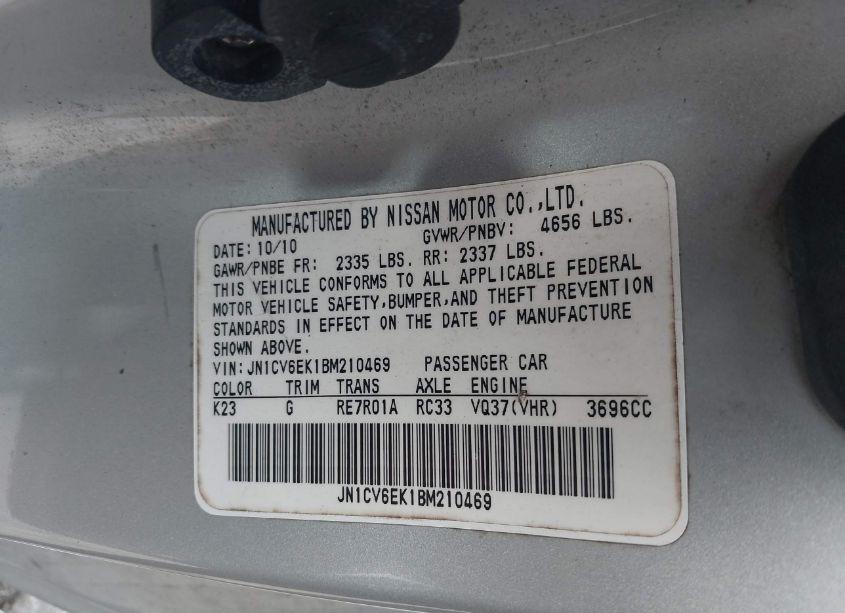 Photo 9 of 2011 Infiniti G37 JOURNEY (VIN JN1CV6EK1BM210469)