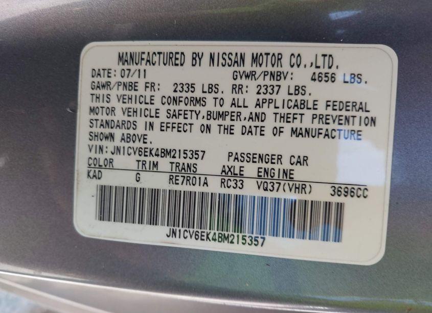 Photo 9 of 2011 Infiniti G37 JOURNEY (VIN JN1CV6EK4BM215357)