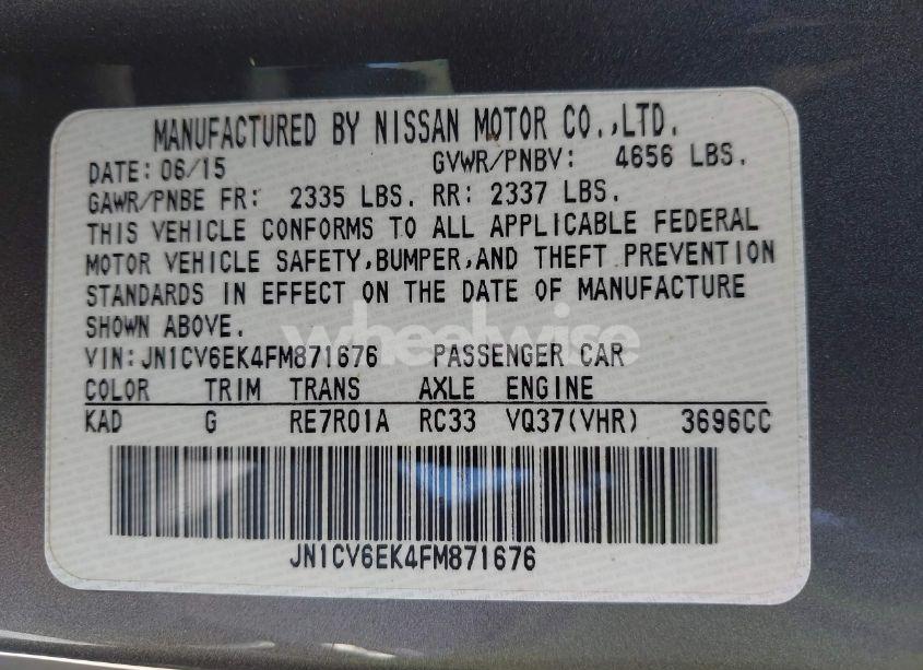 Photo 9 of 2015 Infiniti Q60 JOURNEY (VIN JN1CV6EK4FM871676)