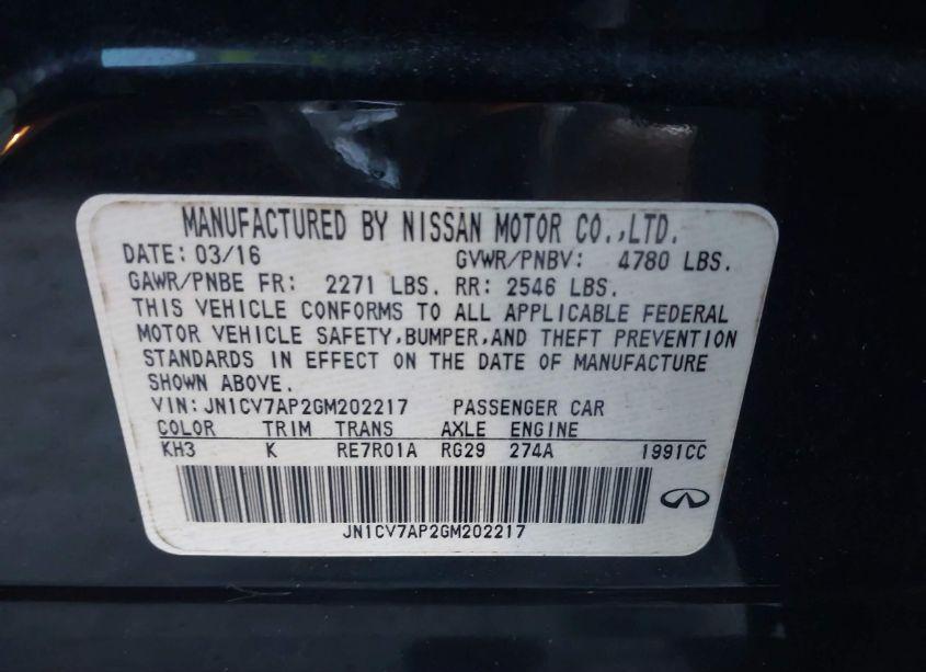 Photo 9 of 2016 Infiniti Q50 2.0T PREMIUM (VIN JN1CV7AP2GM202217)