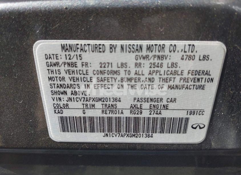 Photo 9 of 2016 Infiniti Q50 (VIN JN1CV7APXGM201364)