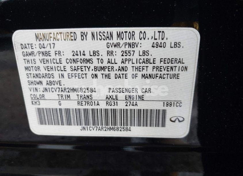 Photo 9 of 2017 Infiniti Q50 2.0T PREMIUM (VIN JN1CV7AR2HM682584)