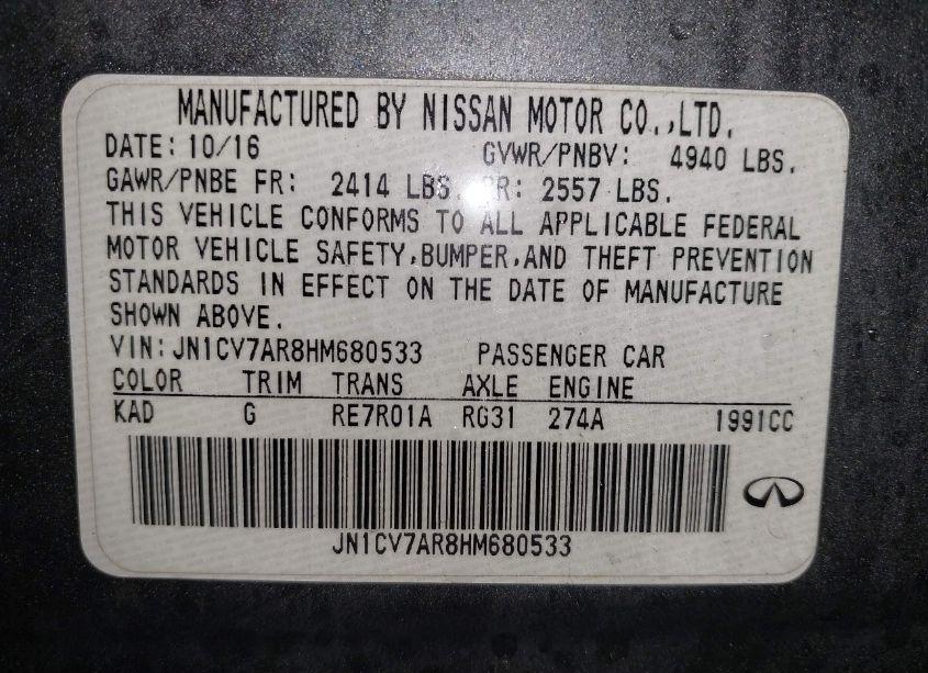 Photo 9 of 2017 Infiniti Q50 2.0T SPORT (VIN JN1CV7AR8HM680533)